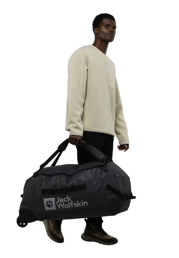 Black Men Jack Wolfskin All-in Wheeler 90 Duffle Bags | 56408608