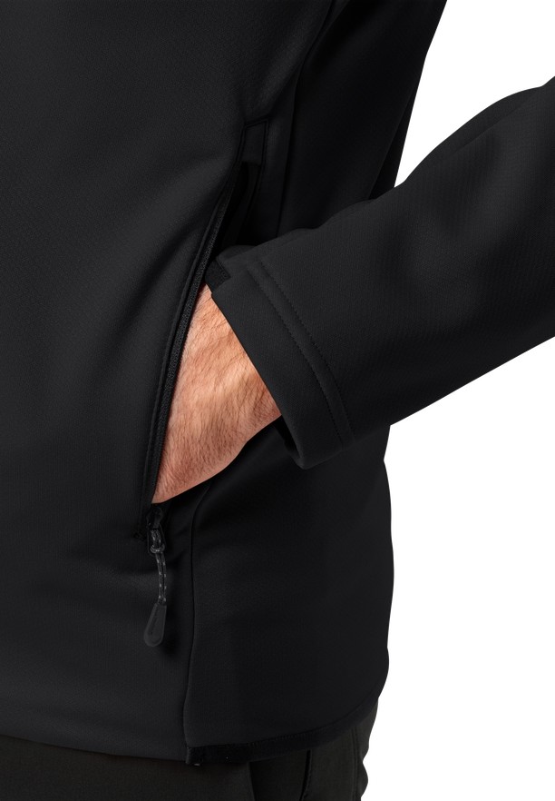 Black Men Jack Wolfskin Alpgrat Hooded Fz Fleece Jackets | 35969660
