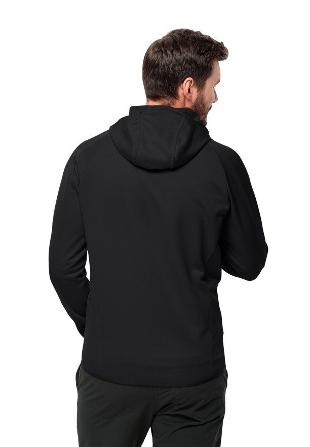 Black Men Jack Wolfskin Alpgrat Hooded Fz Fleece Jackets | 35969660