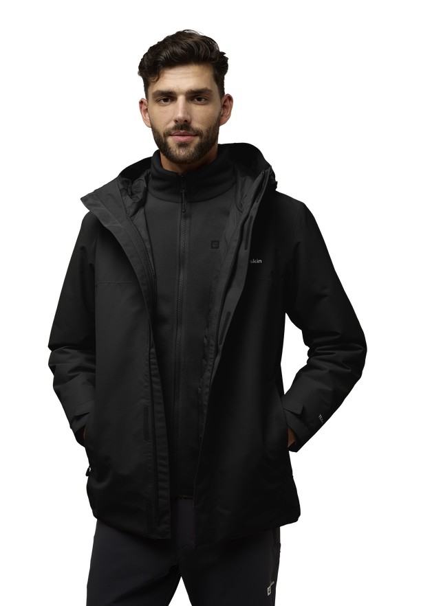 Black Men Jack Wolfskin Altenberg 3in1 Jackets | 86981344