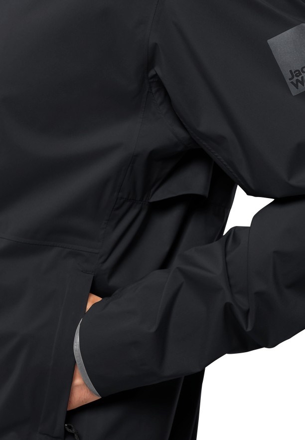 Black Men Jack Wolfskin Bike Commute 2.5l Rain Jackets | 95440695