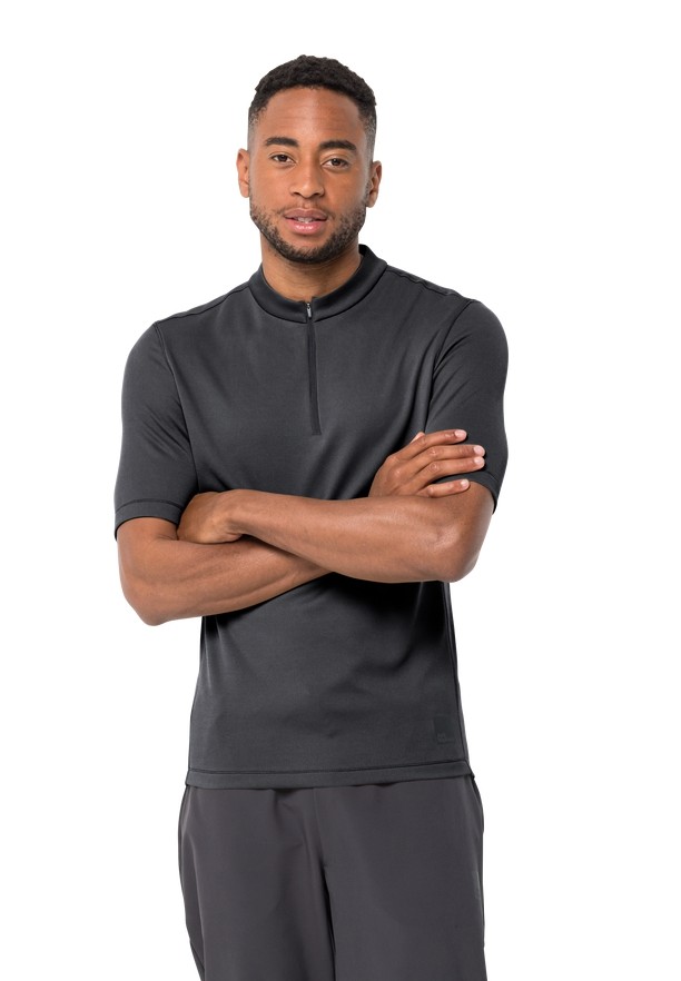 Black Men Jack Wolfskin Bike Commute Hz T Shirts | 11002223