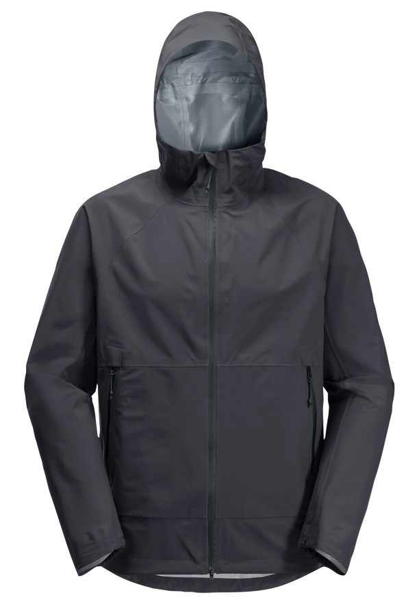 Black Men Jack Wolfskin Bike Commute Mono Rain Jackets | 41258009