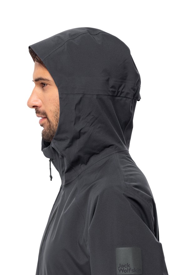 Black Men Jack Wolfskin Bike Commute Mono Rain Jackets | 41258009