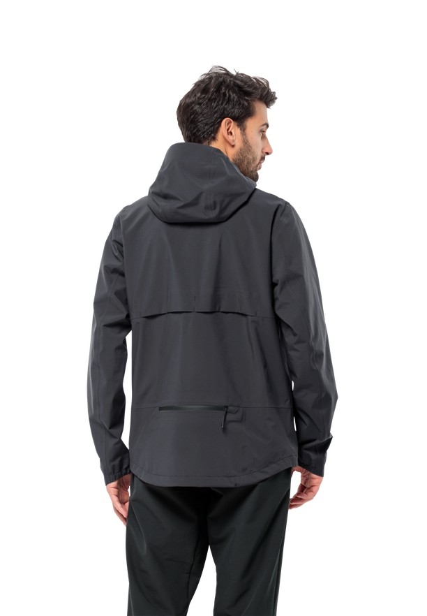 Black Men Jack Wolfskin Bike Commute Mono Rain Jackets | 41258009