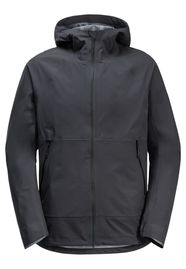 Black Men Jack Wolfskin Bike Commute Mono Rain Jackets | 41258009