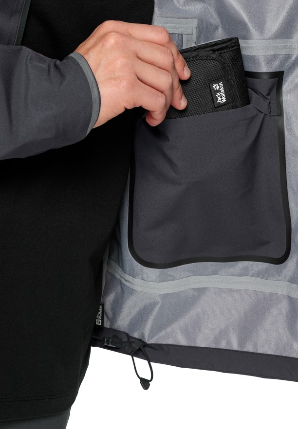 Black Men Jack Wolfskin Bike Commute Mono Rain Jackets | 41258009