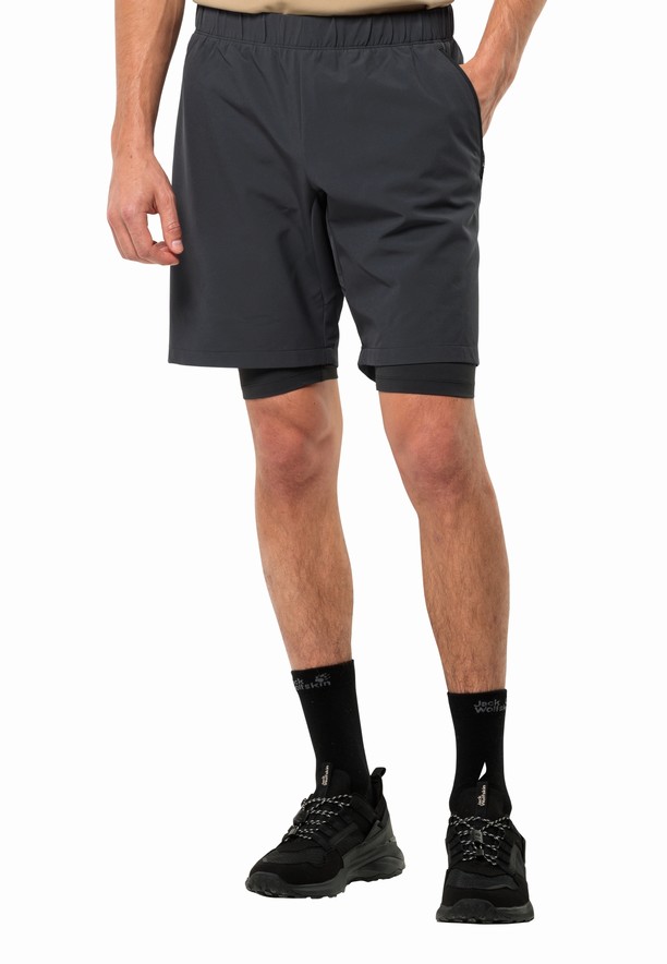 Black Men Jack Wolfskin Bike Commute Shorts | 79742924