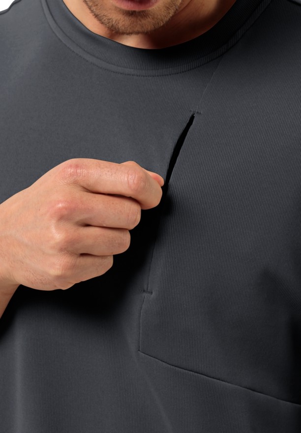 Black Men Jack Wolfskin Bike Commute T Shirts | 65149611