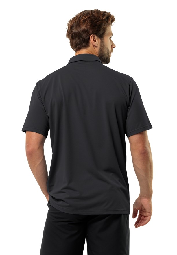 Black Men Jack Wolfskin Delgami Polo Shirts | 57406232