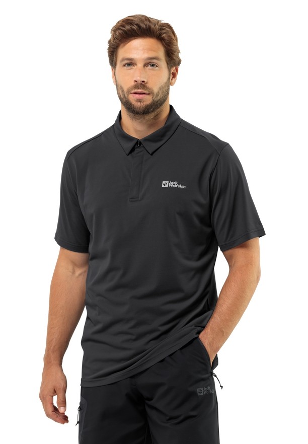 Black Men Jack Wolfskin Delgami Polo Shirts | 57406232