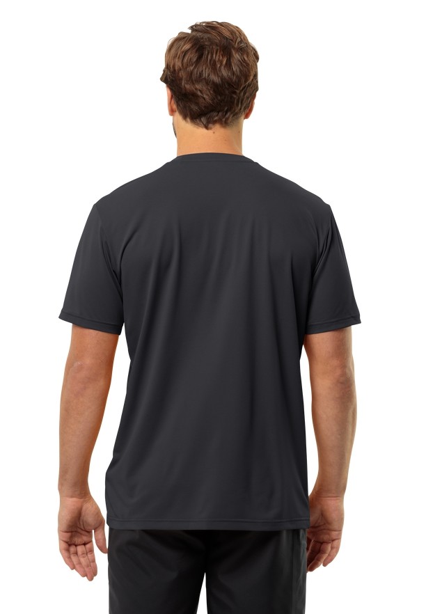 Black Men Jack Wolfskin Delgami S/s T Shirts | 55425653