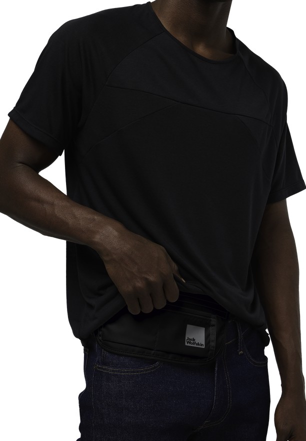 Black Men Jack Wolfskin Document Belt De Luxe Bum Bag | 58119202