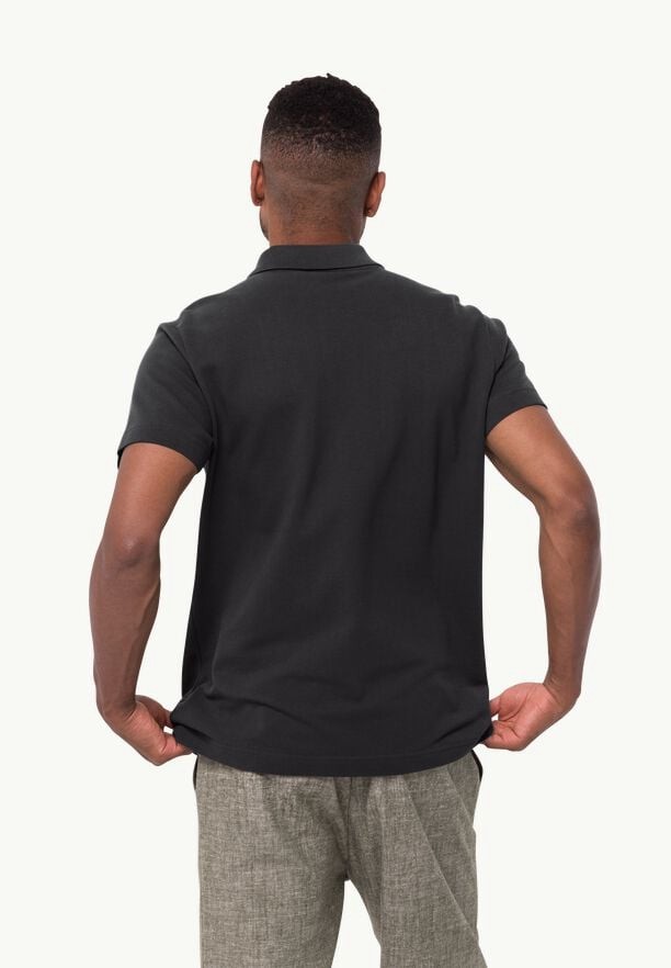 Black Men Jack Wolfskin Essential Polo Shirts | 46084473