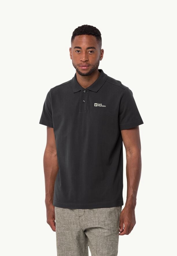 Black Men Jack Wolfskin Essential Polo Shirts | 46084473