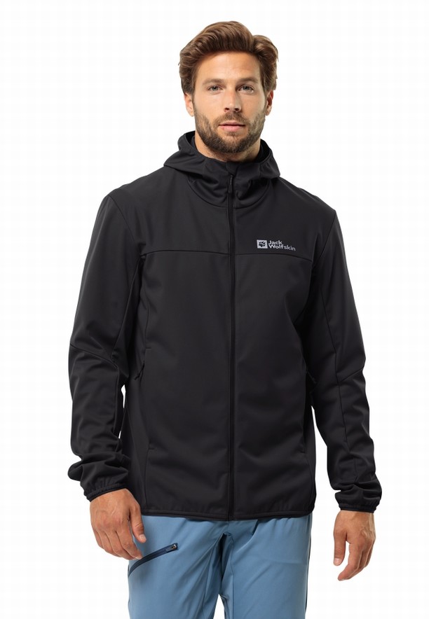 Black Men Jack Wolfskin Feldberg Hoody Softshell Jackets | 77914012