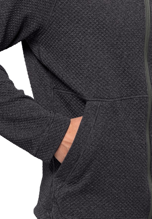 Black Men Jack Wolfskin Fernweh Hooded Fleece Jackets | 60469717