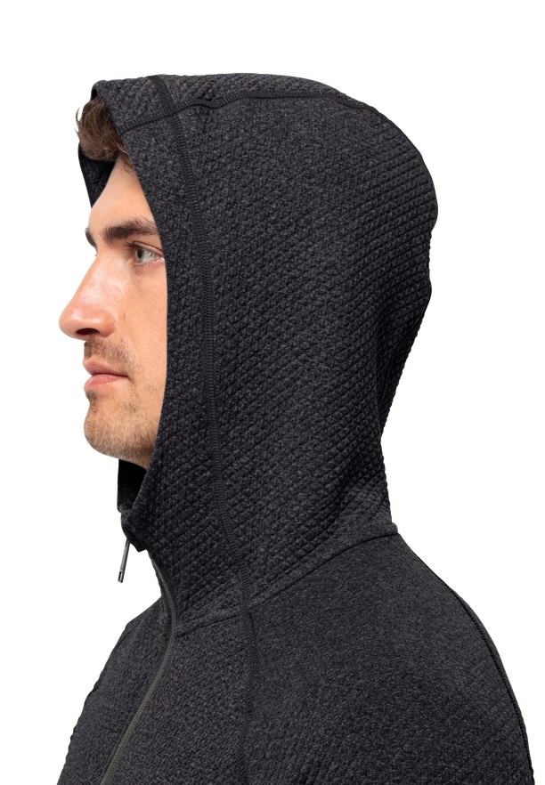 Black Men Jack Wolfskin Fernweh Hooded Fleece Jackets | 60469717