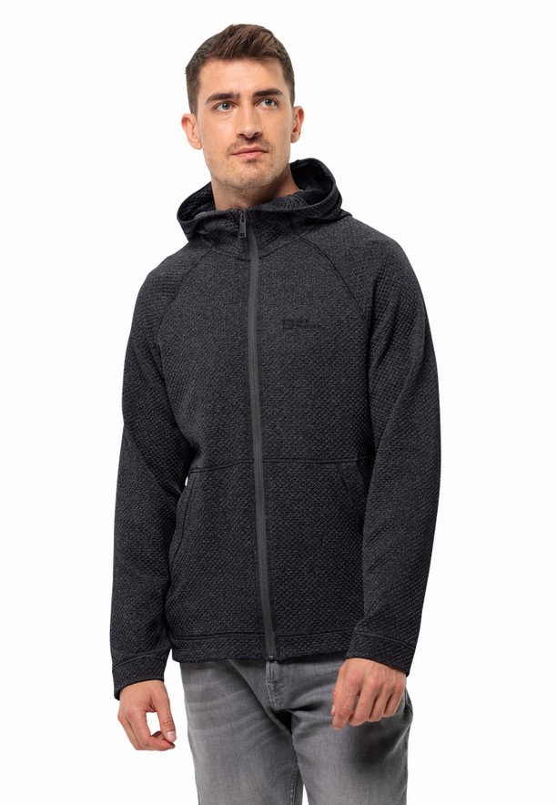 Black Men Jack Wolfskin Fernweh Hooded Fleece Jackets | 60469717
