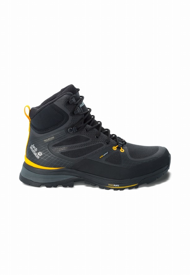Black Men Jack Wolfskin Force Trekker Texapore Mid Hiking Shoes | 41778421