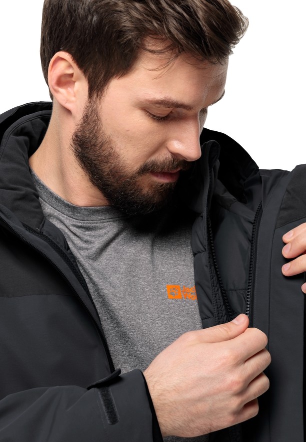Black Men Jack Wolfskin Glaabach 3in1 Jackets | 80459115