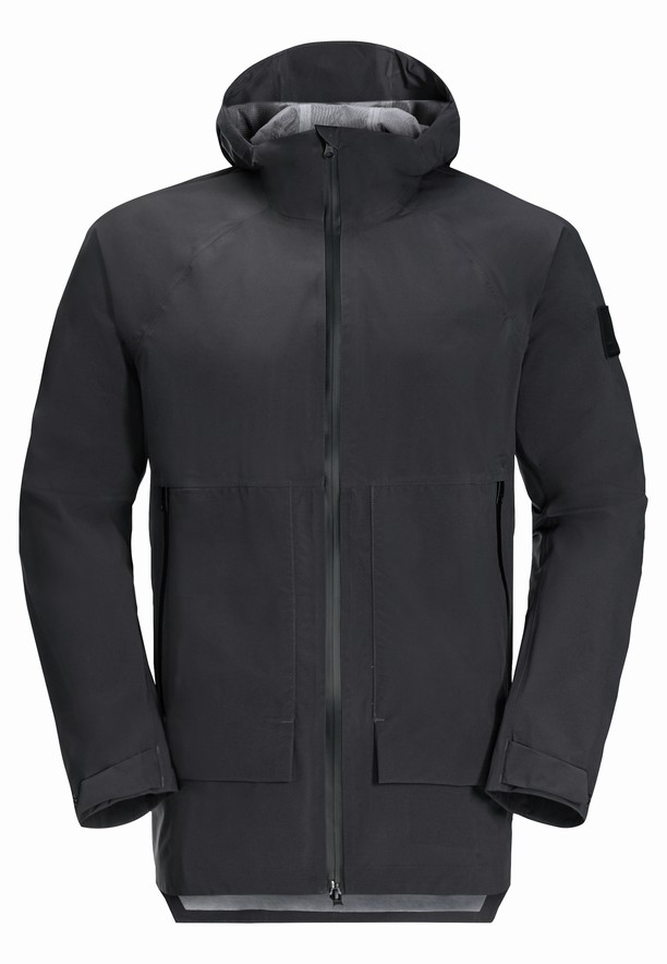Black Men Jack Wolfskin Goldgewann Rain Jackets | 53352316