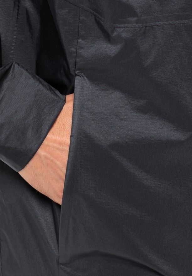 Black Men Jack Wolfskin Gutleut Rain Jackets | 99663890