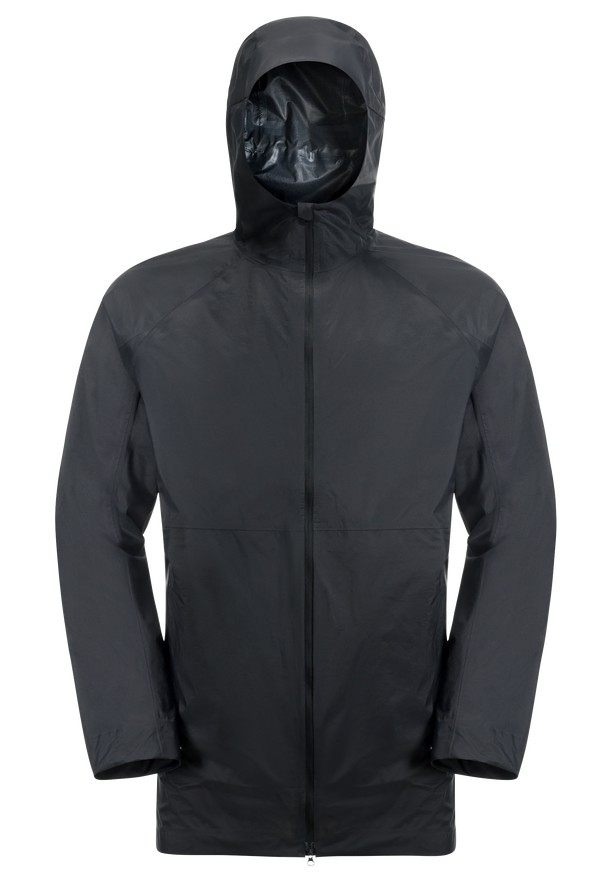 Black Men Jack Wolfskin Gutleut Rain Jackets | 99663890