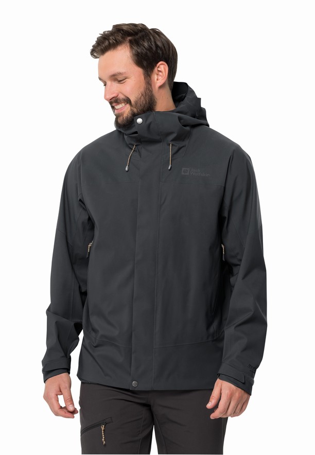 Black Men Jack Wolfskin Kammweg 2l Rain Jackets | 38305052