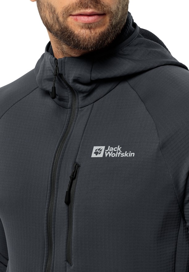 Black Men Jack Wolfskin Kolbenberg Hooded Fz Fleece Jackets | 70588116