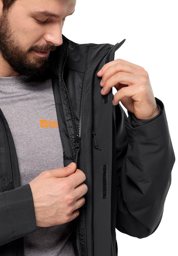 Black Men Jack Wolfskin Luntal 3in1 Jackets | 22235563
