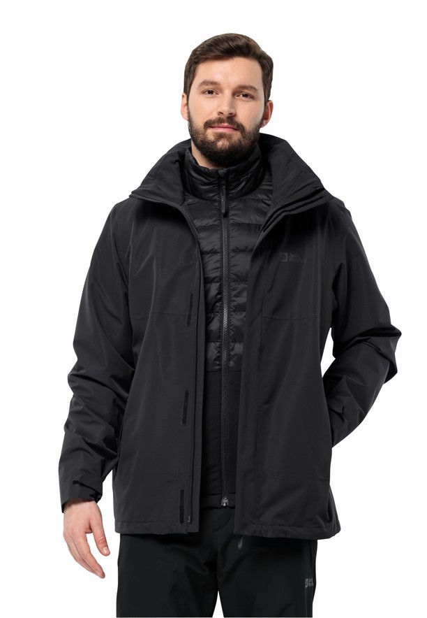 Black Men Jack Wolfskin Luntal 3in1 Jackets | 22235563