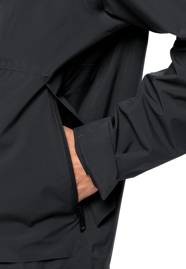 Black Men Jack Wolfskin Mainkai Rain Jackets | 26304396