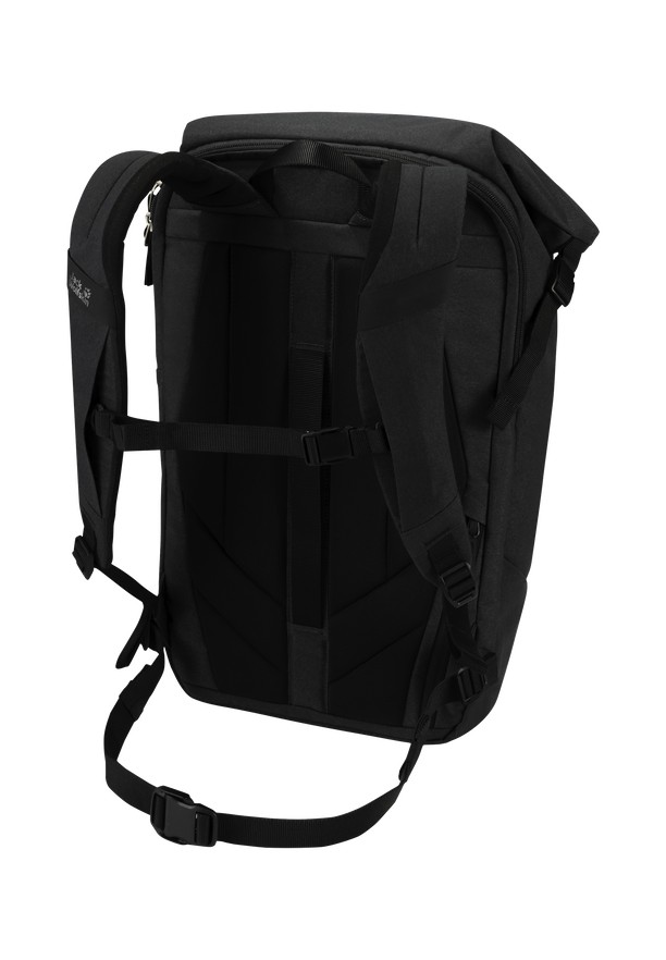 Black Men Jack Wolfskin Mainkai Rolltop Laptop Backpacks | 17726920