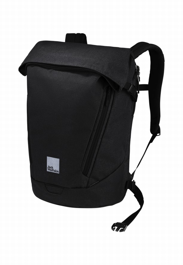 Black Men Jack Wolfskin Mainkai Rolltop Laptop Backpacks | 17726920