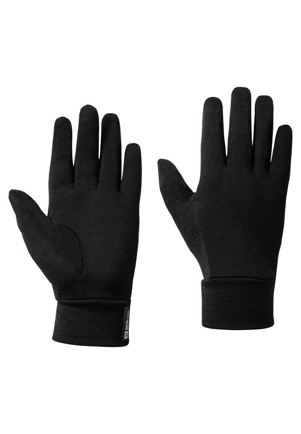 Black Men Jack Wolfskin Merino Gloves | 35653120