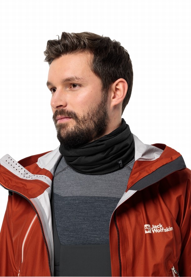 Black Men Jack Wolfskin Merino Neck Warmer | 63281582