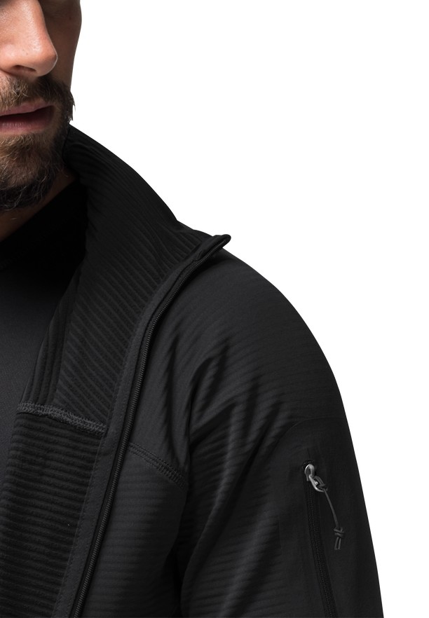 Black Men Jack Wolfskin Prelight Fz Fleece Jackets | 32396263