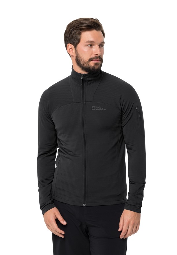 Black Men Jack Wolfskin Prelight Fz Fleece Jackets | 32396263