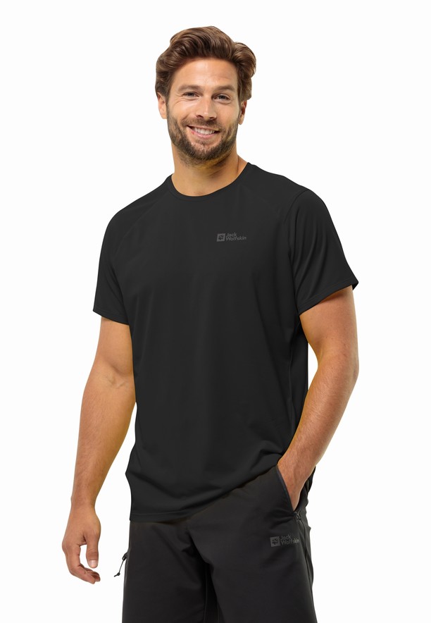Black Men Jack Wolfskin Prelightrail T Shirts | 27650956