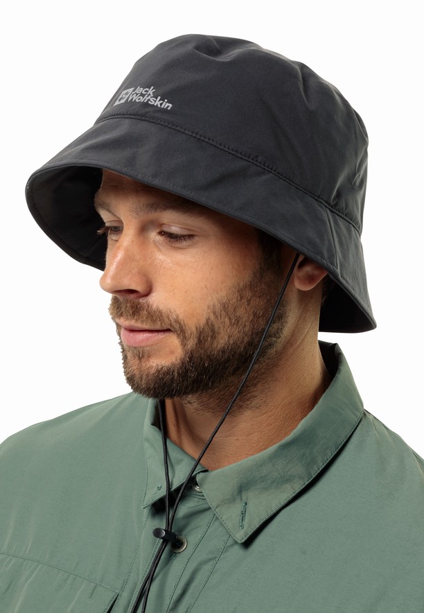 Black Men Jack Wolfskin Rain Bucket Hats | 68805164