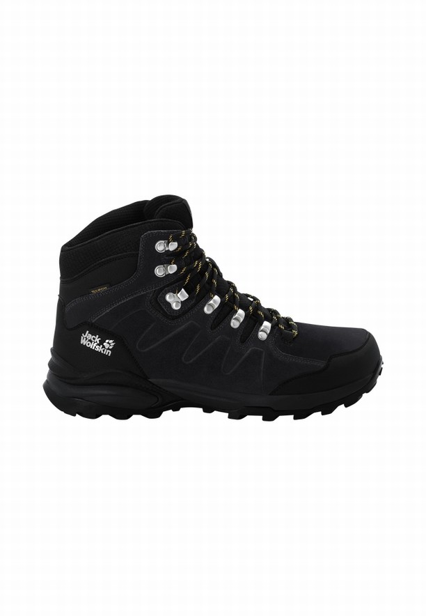 Black Men Jack Wolfskin Refugio Texapore Mid Hiking Shoes | 30590585