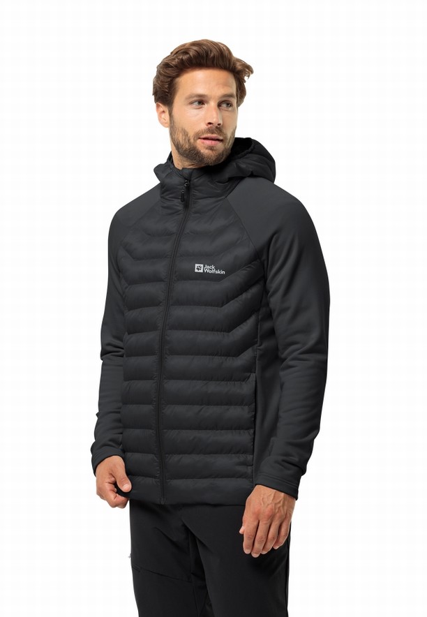 Black Men Jack Wolfskin Routeburn Pro Hybrid Jackets | 82619479
