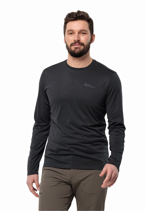 Black Men Jack Wolfskin Skyhermal L/s T Shirts | 76888975