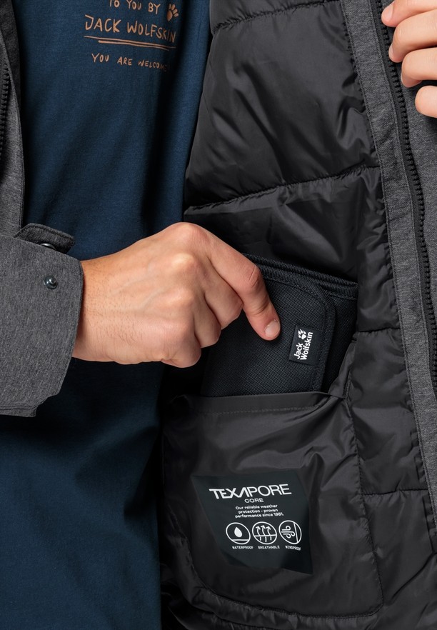 Black Men Jack Wolfskin Snowy Park Winter Jackets | 58055320