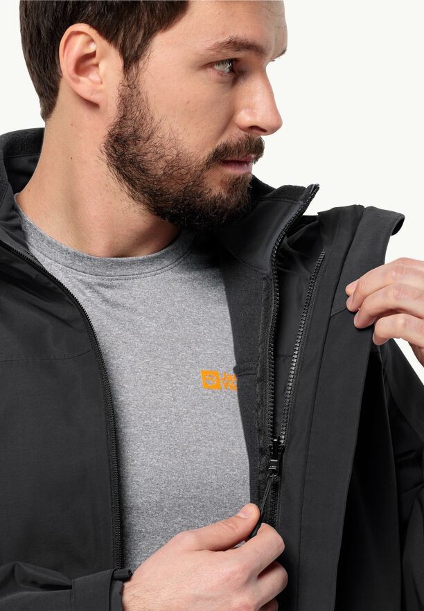 Black Men Jack Wolfskin Taubenberg 3in1 Jackets | 65170890