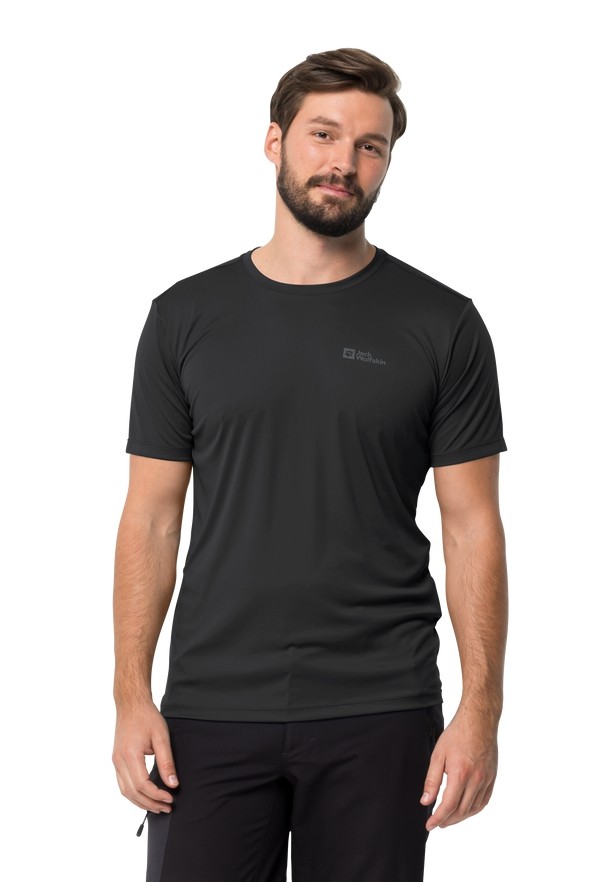 Black Men Jack Wolfskin Tech T Shirts | 78033956