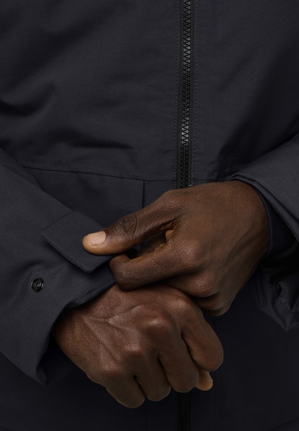 Black Men Jack Wolfskin Tempeltor Rain Jackets | 47355302