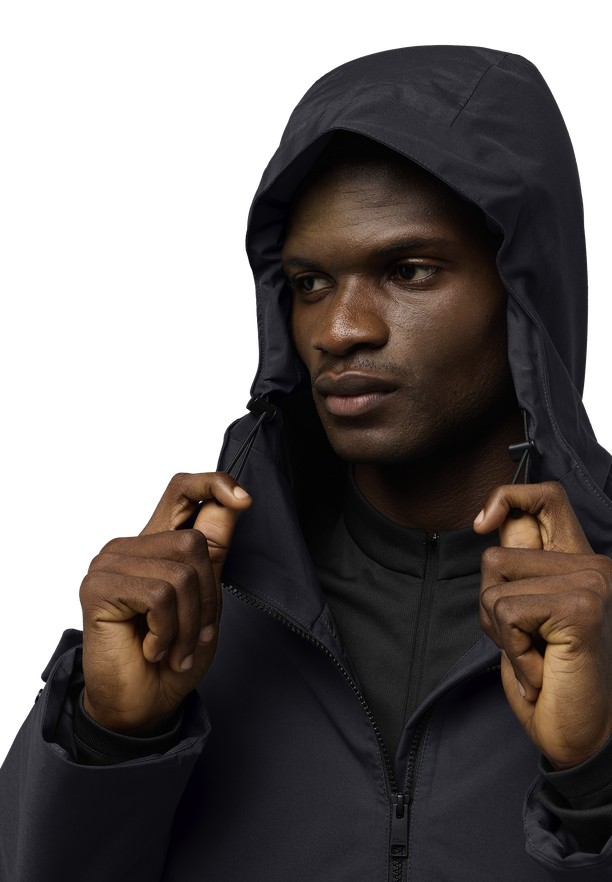Black Men Jack Wolfskin Tempeltor Rain Jackets | 47355302