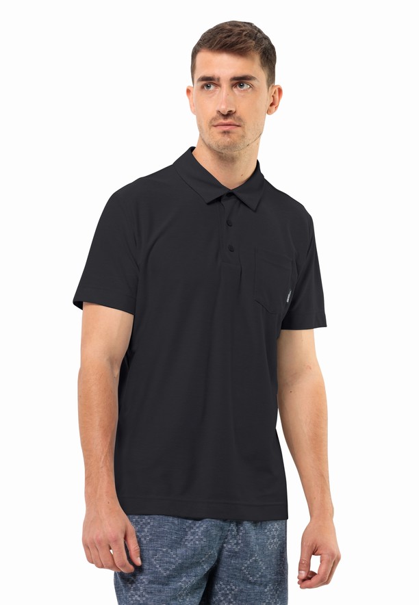 Black Men Jack Wolfskin Terral Polo Shirts | 44890436